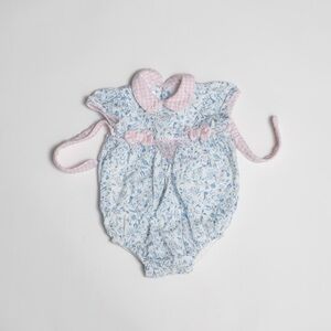 Dondolo blue floral gingham bubble romper